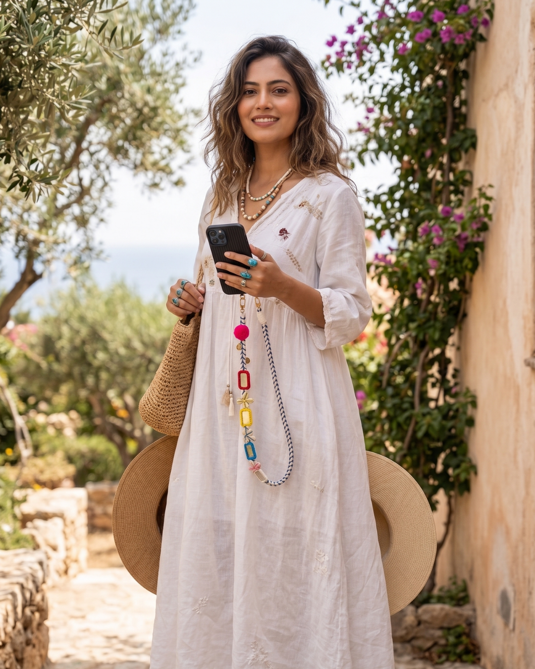 Blue Mirror Boho Phone Chain/Bag Chain