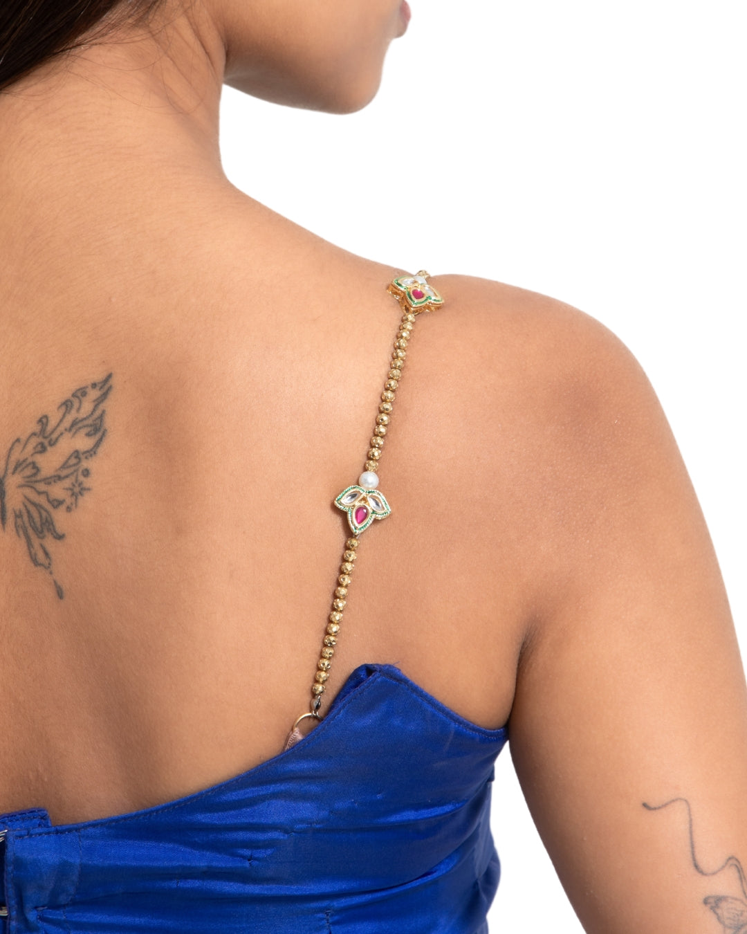 Gold Kundan Beaded Bra Straps