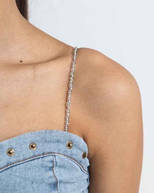 Transparent Beaded Bra Straps