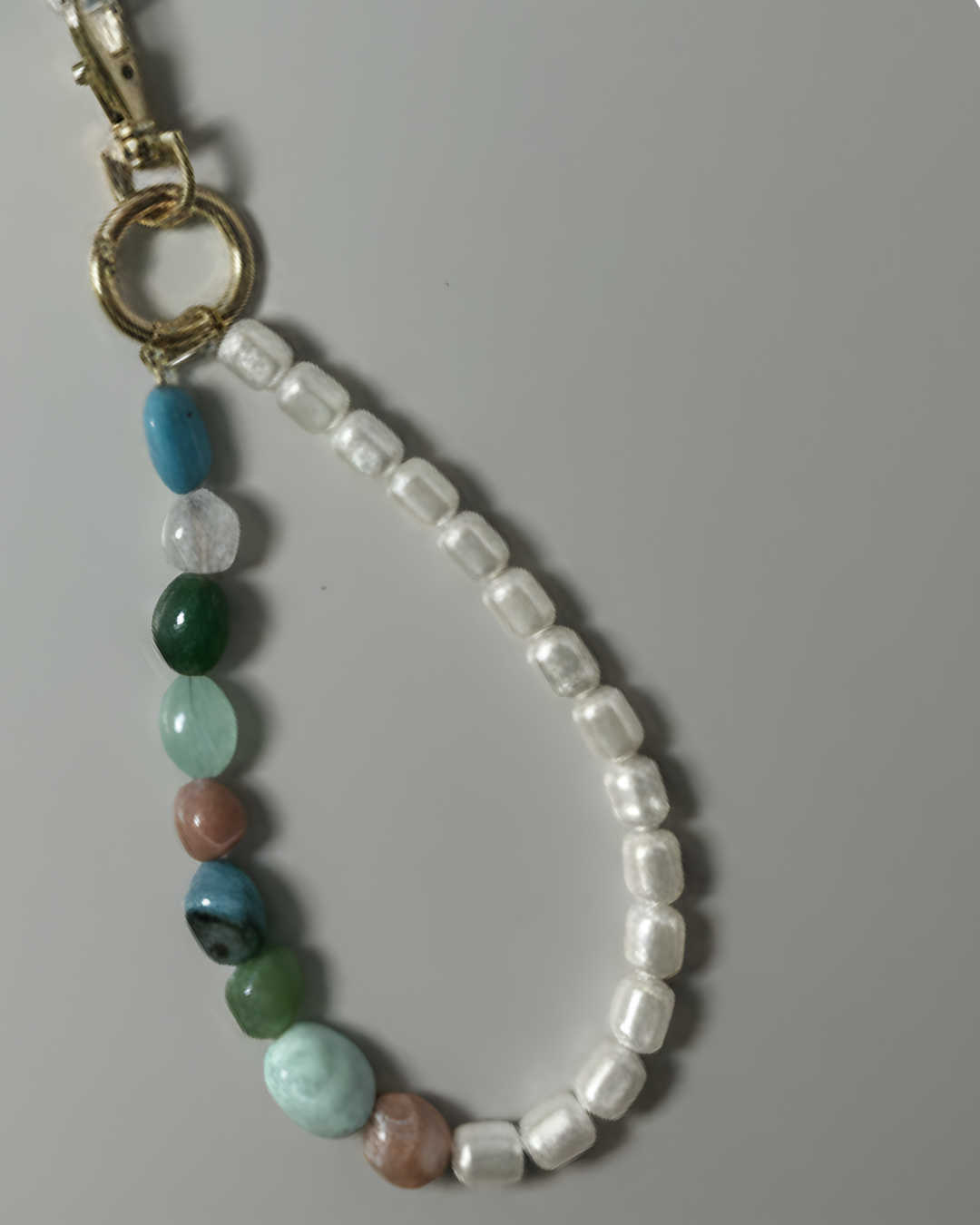 Pearl & Multicolour Wrist Phone Chain/ Bag Charm