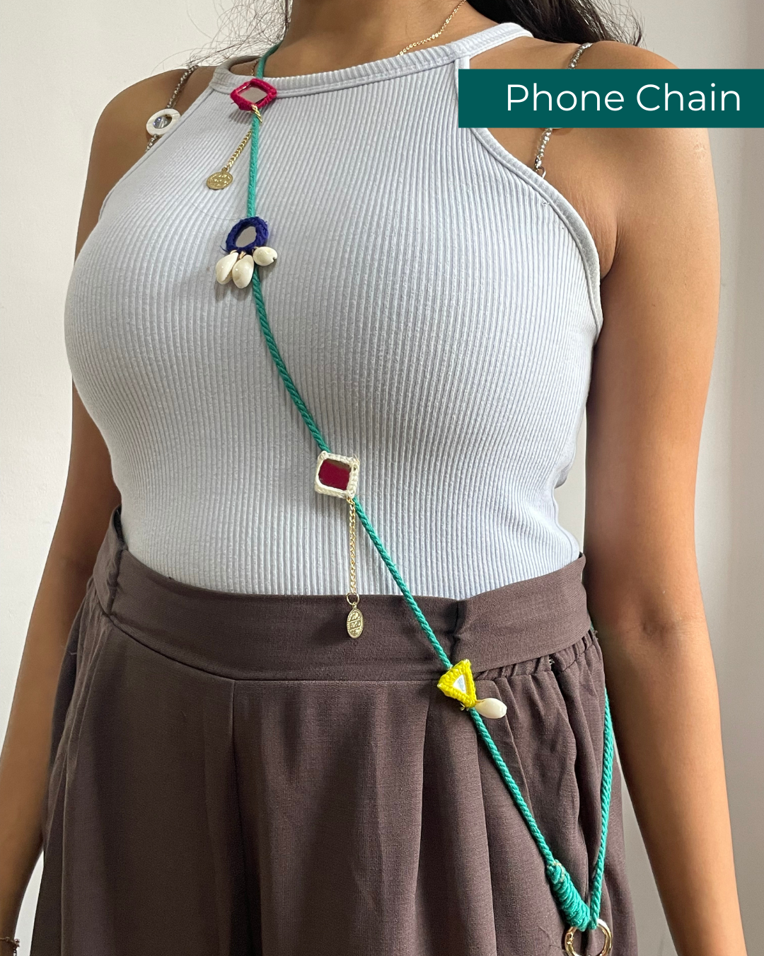 Green Boho Phone Chain - 3 in 1 OddEven Accessory