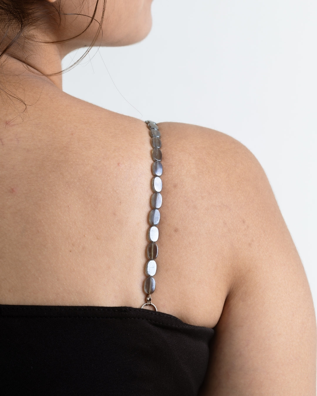 Black Transparent Beaded Bra Straps