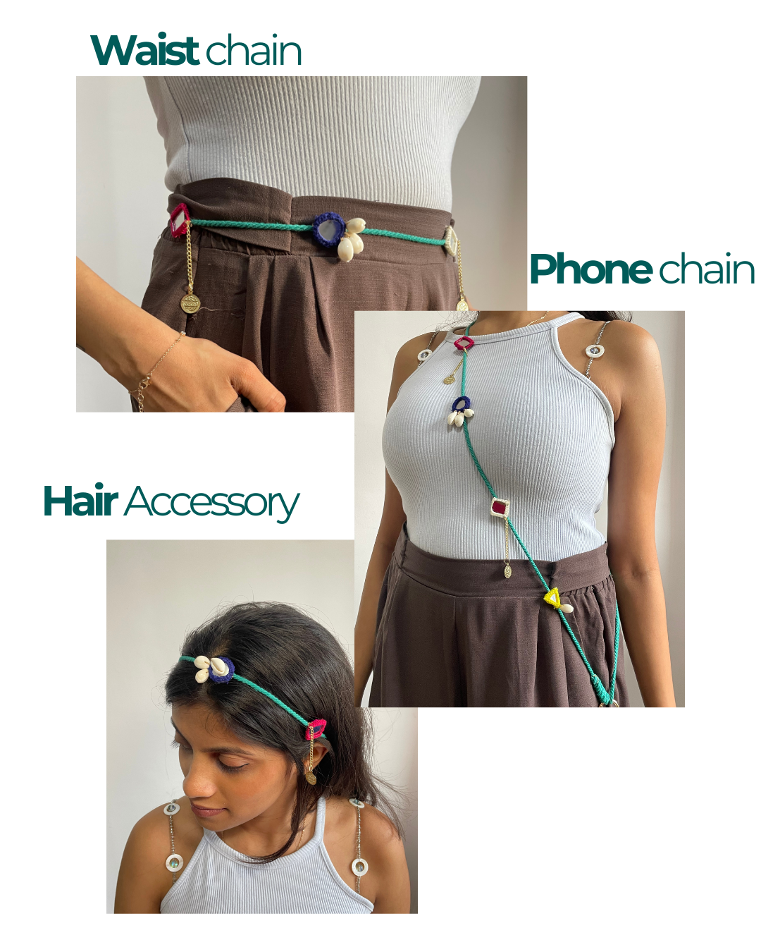 Green Boho Phone Chain - 3 in 1 OddEven Accessory