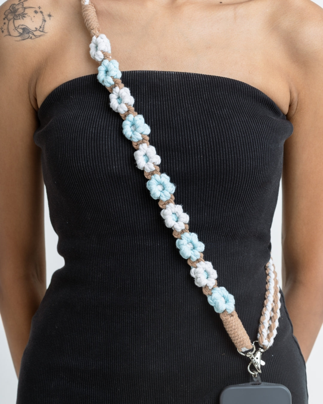Pastel Blue Crochet Phone Chain