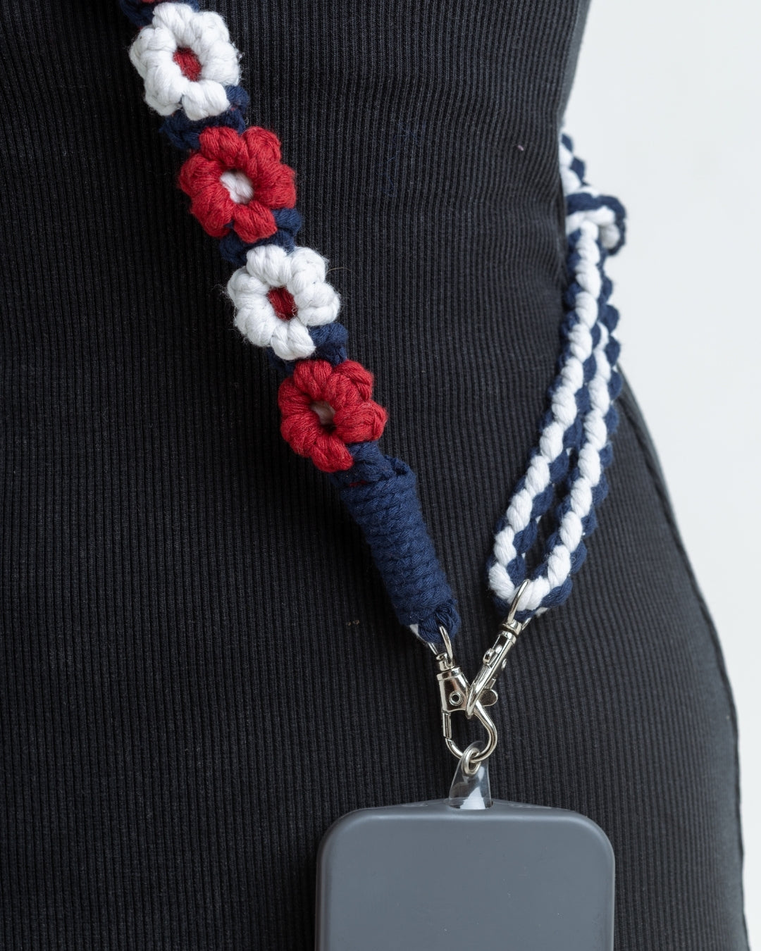 Blue & Red Crochet Phone Chain