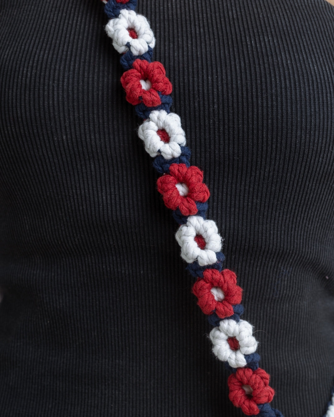 Blue & Red Crochet Phone Chain