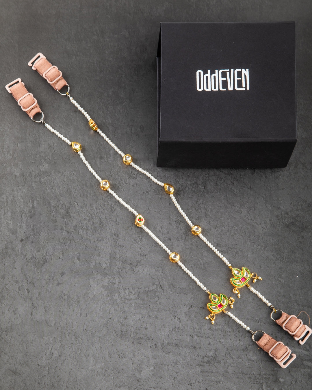 Kundan Elegance Beaded Bra Straps