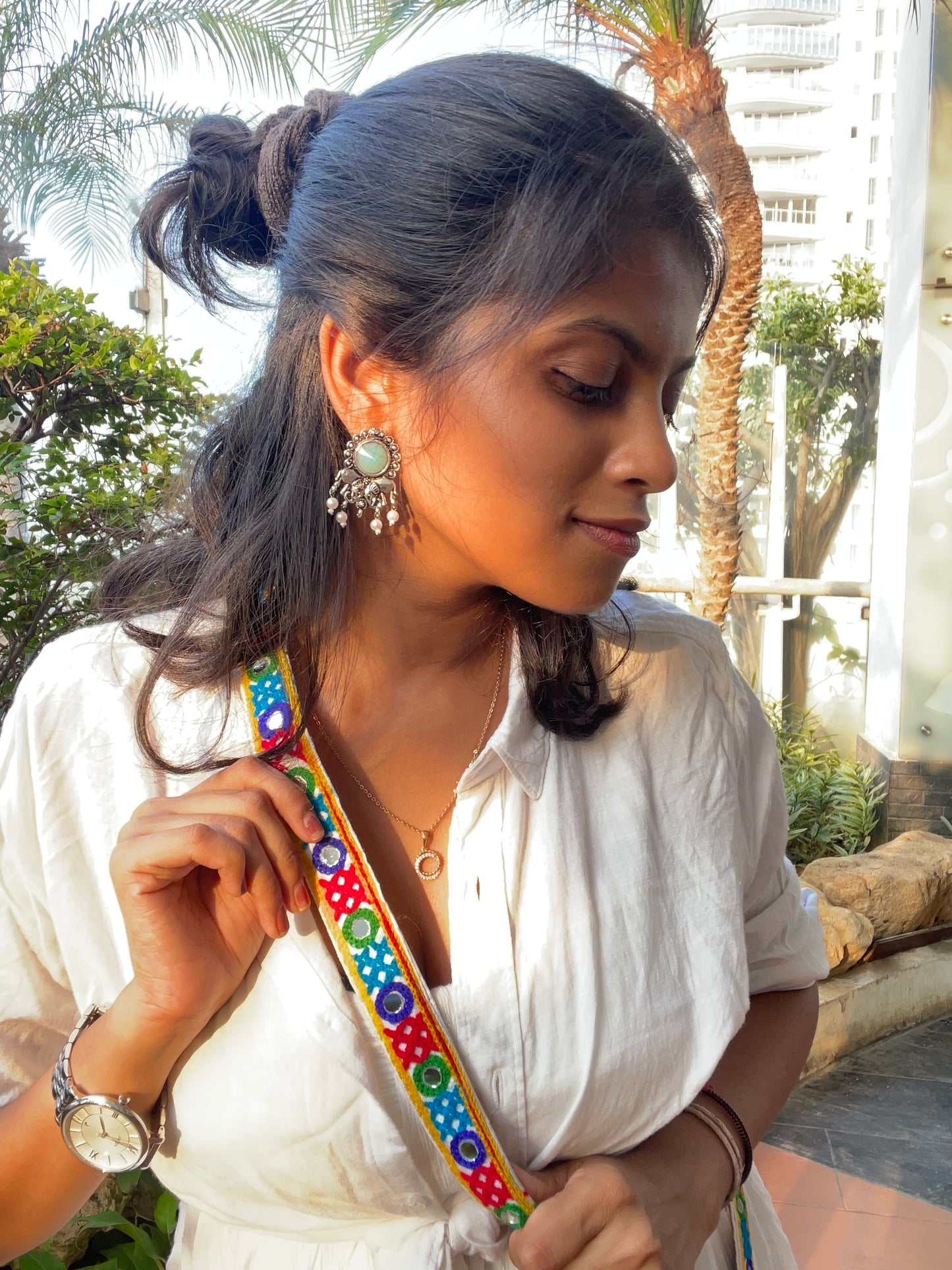 White Kutchi Bharat Phone / Bag Belt