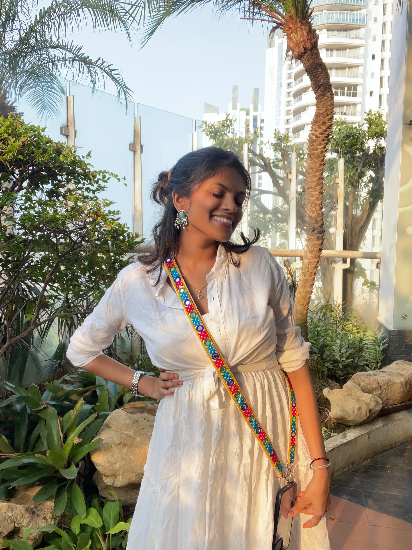 White Kutchi Bharat Phone / Bag Belt