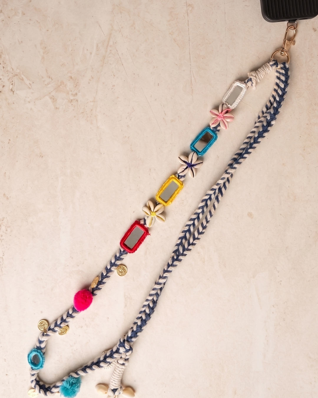 Blue Mirror Boho Phone Chain/Bag Chain