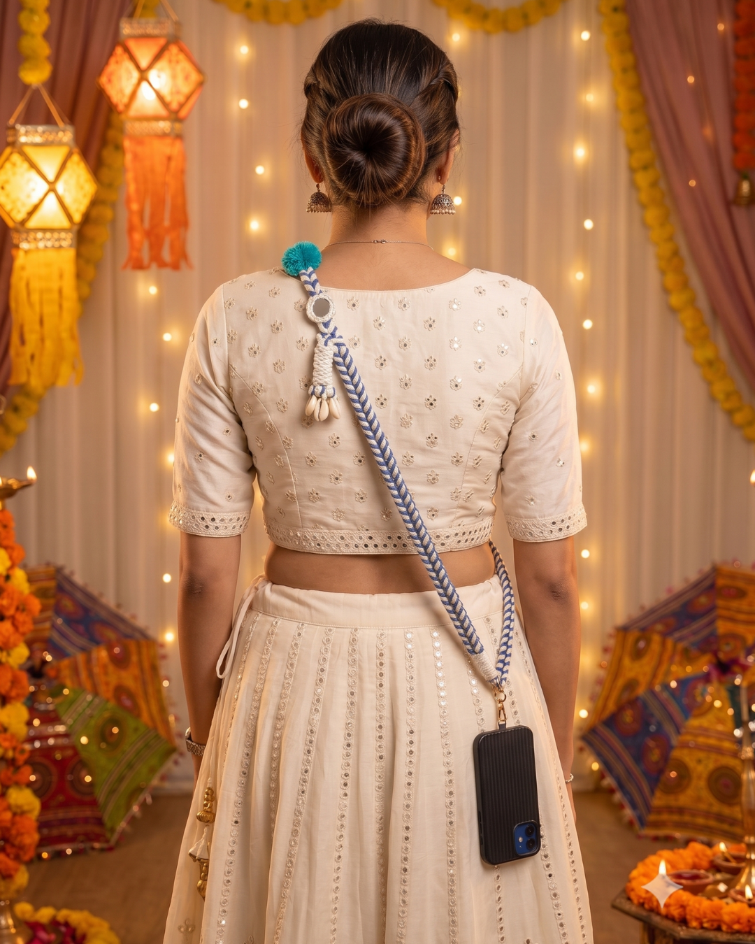 Blue Mirror Boho Phone Chain/Bag Chain