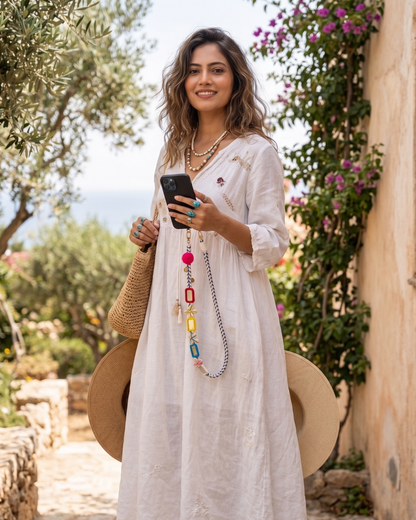 Blue Mirror Boho Phone Chain/Bag Chain