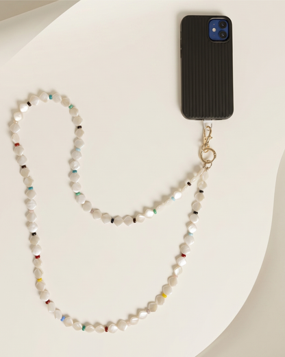 Minimal Pearl & Confetti Crossbody Phone Chain/Lanyard