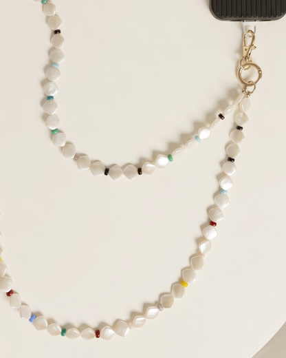 Minimal Pearl & Confetti Crossbody Phone Chain/Lanyard