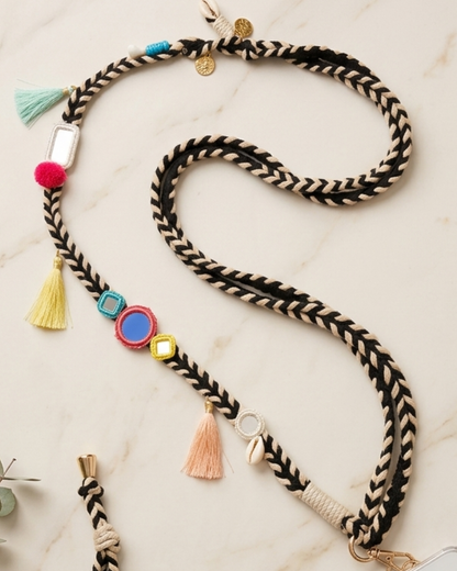 Black & White Boho Crossbody Adjustable Phone Chain/ Bag Chain