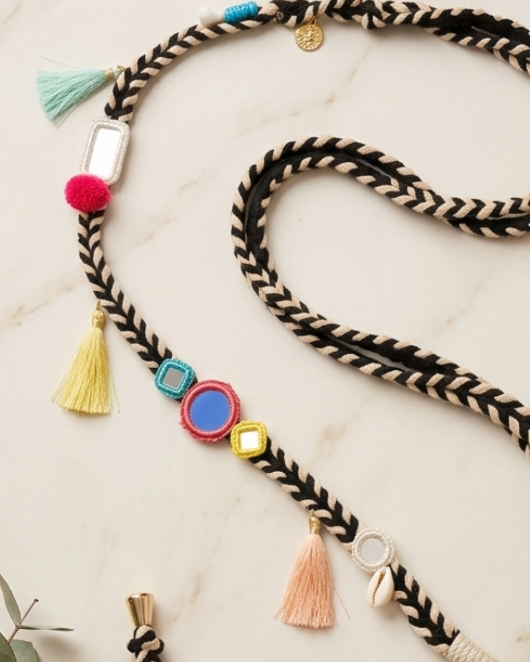 Black & White Boho Crossbody Adjustable Phone Chain/ Bag Chain