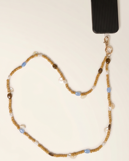 Minimal Beige Crossbody Phone Chain/ Lanyard With Charms