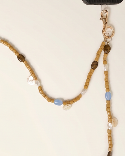 Minimal Beige Crossbody Phone Chain/ Lanyard With Charms