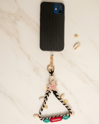 Black Boho Mirror Wrist Phone Chain