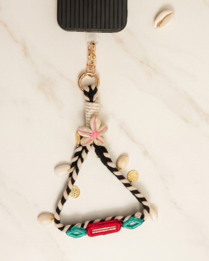 Black Boho Mirror Wrist Phone Chain