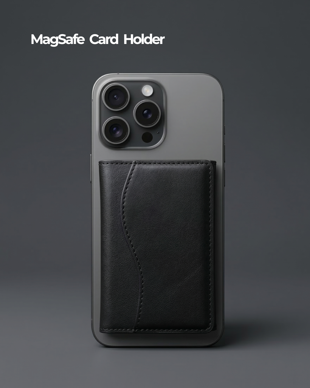 Black Magsafe Card Wallet for Phone Lanyard