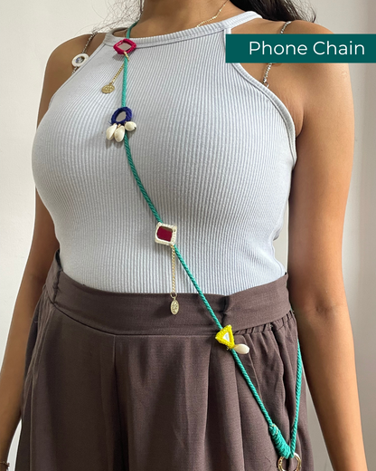 Green Boho Phone Chain - 3 in 1 OddEven Accessory