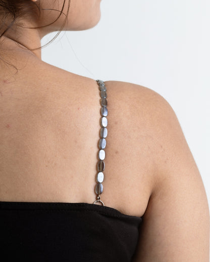 Black Transparent Beaded Bra Straps