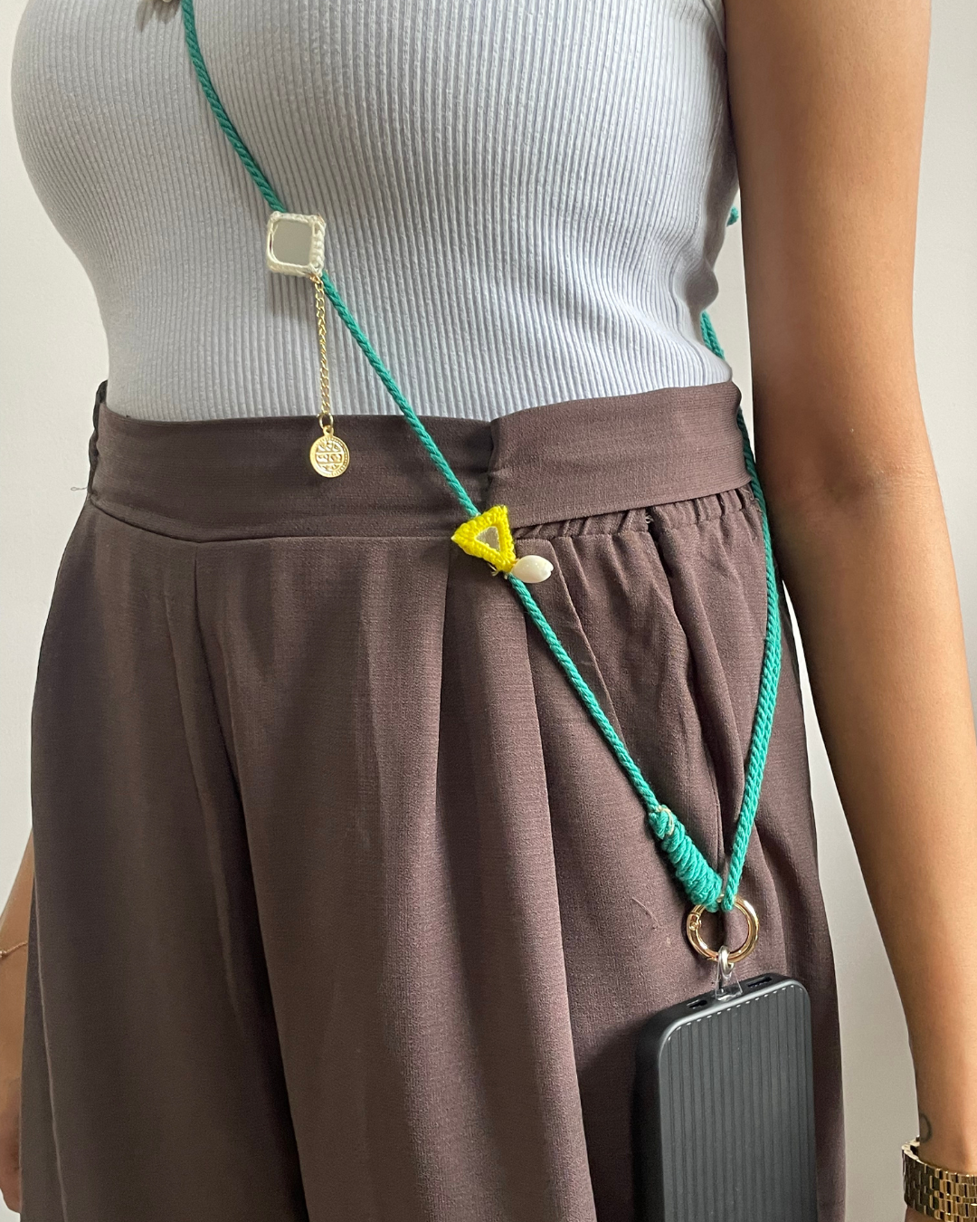 Green Boho Phone Chain - 3 in 1 OddEven Accessory