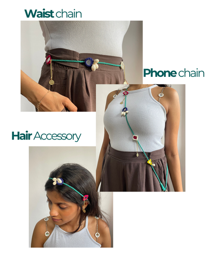Green Boho Phone Chain - 3 in 1 OddEven Accessory