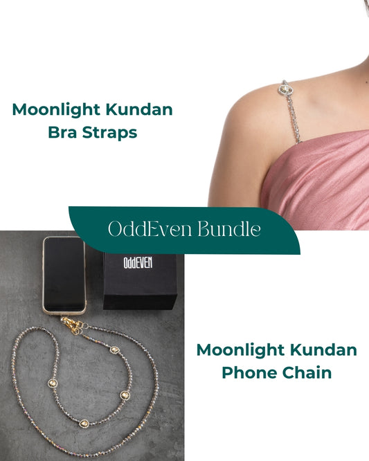 Moonlight Kundan Beaded Bra Straps +  Moonlight Kundan Phone Chain (Bundle)