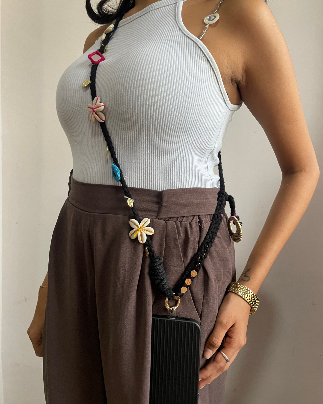 Black Boho Phone Chain - 3 in 1  OddEven Accessory