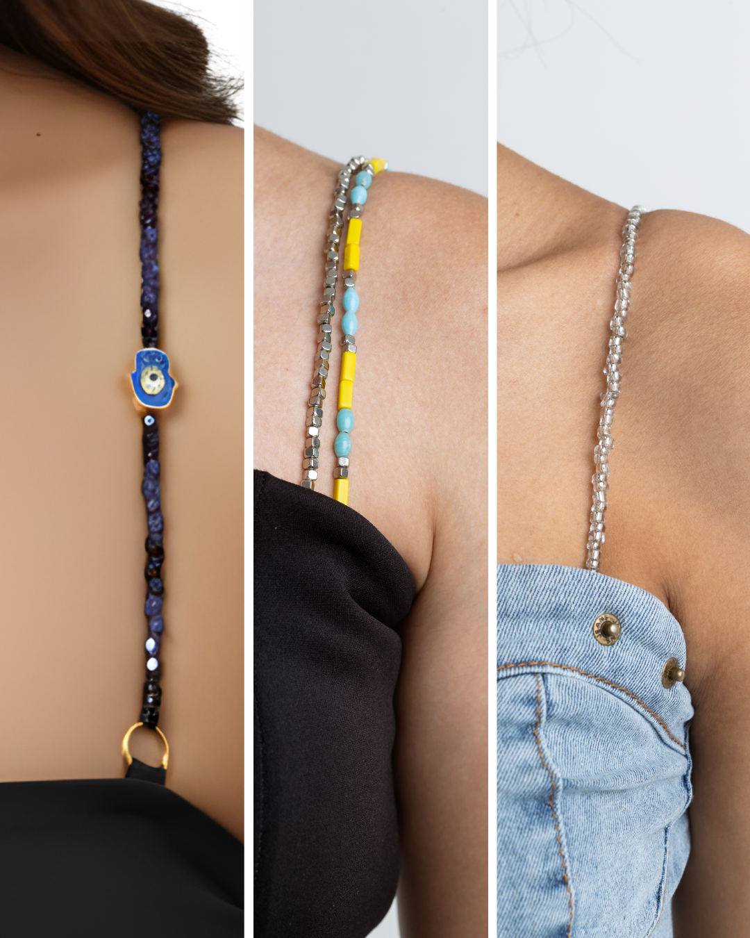 Evil eye, Colorpop Sunday & Transparent Beaded Bra Straps Bundle