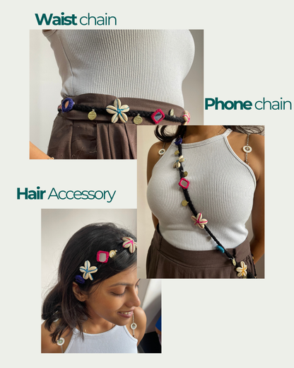 Black Boho Phone Chain - 3 in 1  OddEven Accessory