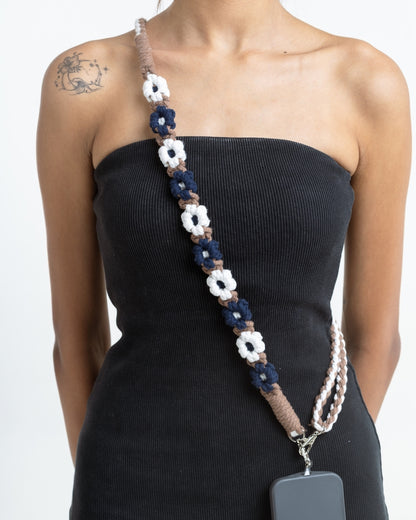 Blue & Brown Crochet Phone Chain