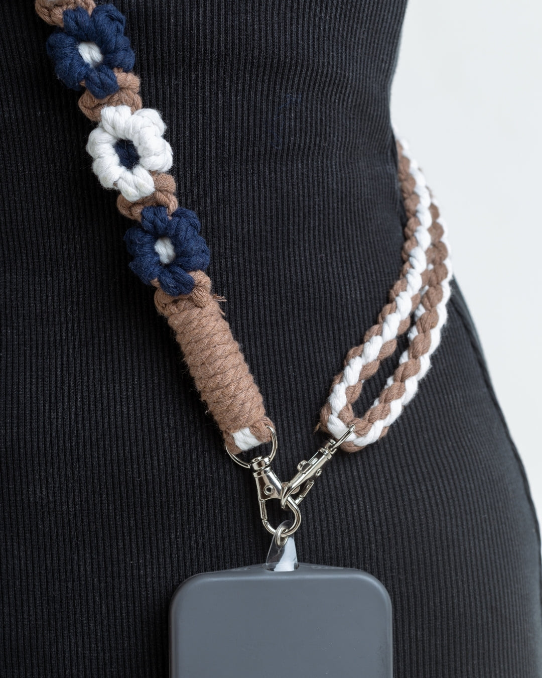 Blue & Brown Crochet Phone Chain