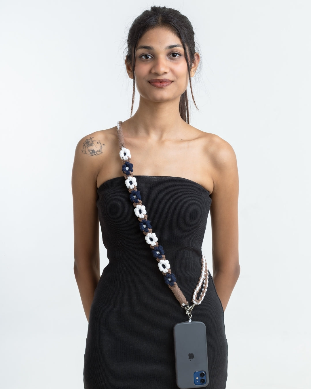 Blue & Brown Crochet Phone Chain