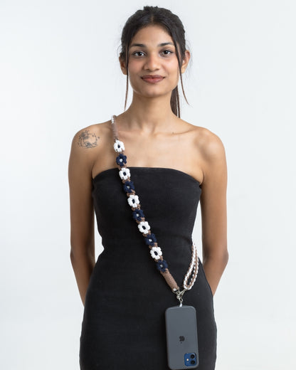 Blue & Brown Crochet Phone Chain