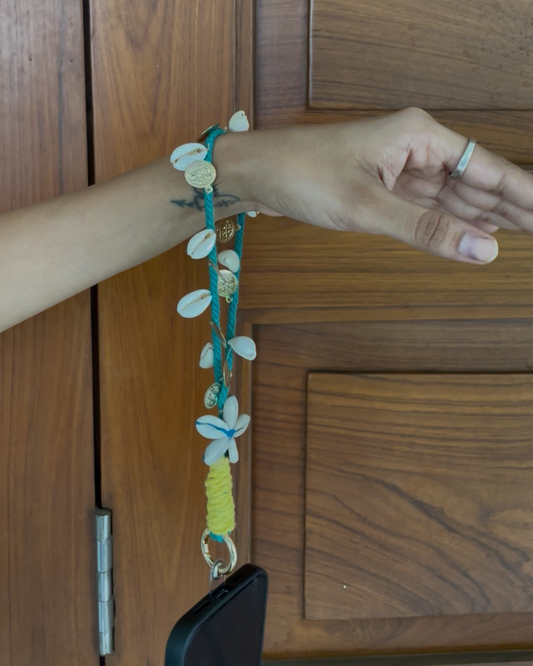 Green Boho Wrist Phone Chain - 2 in 1 OddEven Accessory