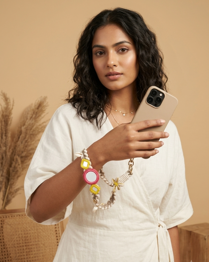 Grey Boho Mirror Wrist Phone Chain