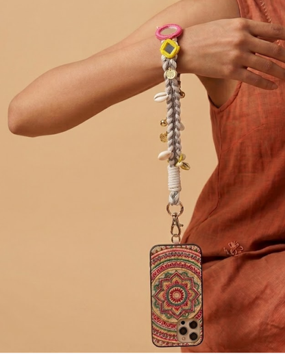 Grey Boho Mirror Wrist Phone Chain