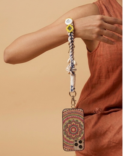 Blue Boho Mirror Wrist Phone Chain